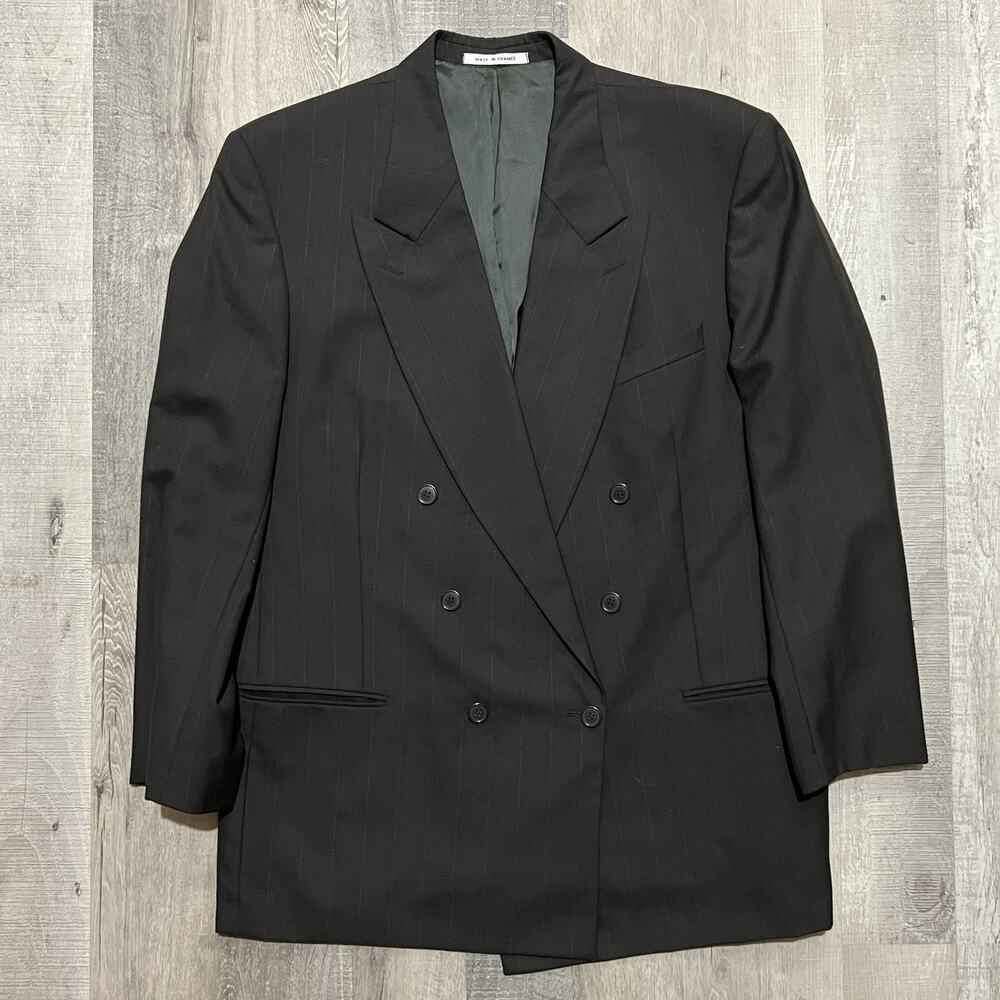 Yves Saint Laurent Blazer Mens 46 Pinstripe Wool Double Breasted Made In France